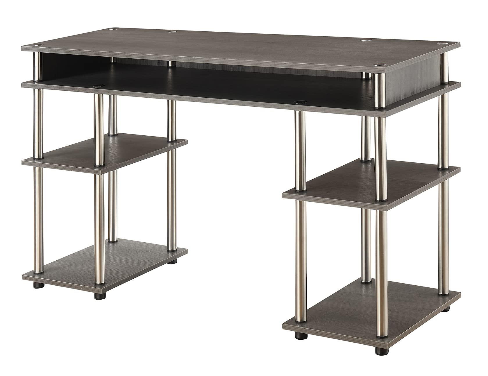 Convenience Concepts Designs2Go No Tools Student Shelves Desk, 47.25 L x 15.75 W x 30 H, Charcoal Gray