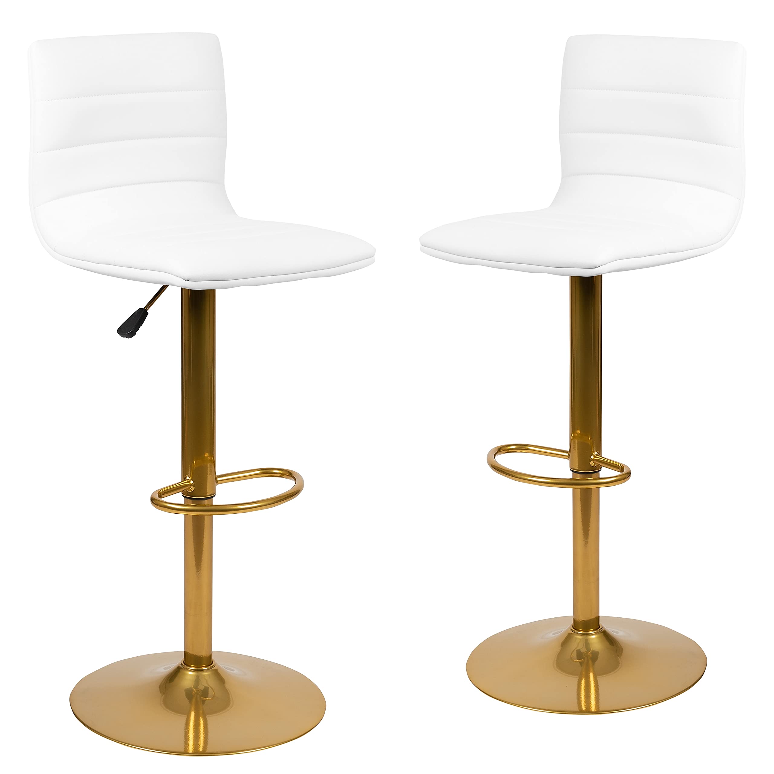 Flash Furniture Vincent Modern Vinyl Height Adjustable Bar Stools, Stylish Counter or Bar Height Swivel Stools with Footrests, S