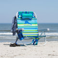 Tommy Bahama 5 Position Beach Chair, Zippered Insulated Cargo Pouch, Cup and Cell Phone Holders, Towel Bar, Pillow for Extra Com