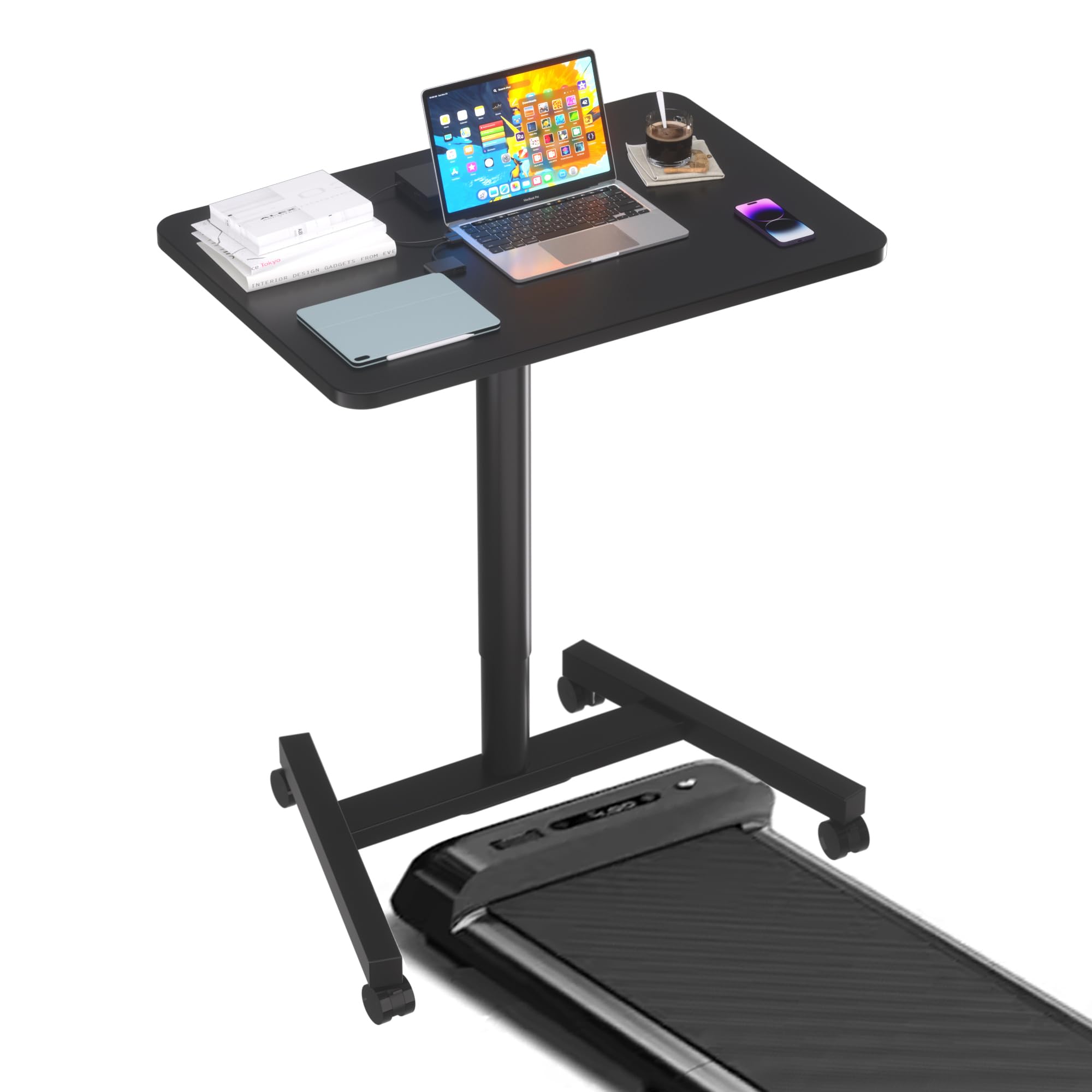 MPETAPT 28-Inch Mobile Standing Desk Adjustable Height, Portable Standing Desk with Lockable Wheels, Rolling Table for Home Offi