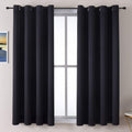 ChrisDowa Grommet Blackout Curtains for Bedroom and Living Room - 2 Panels Set Thermal Insulated Room Darkening Curtains (Black,