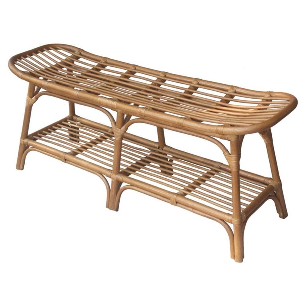 npd furniture and more Damara Rattan w/Shelf Bench, Brown