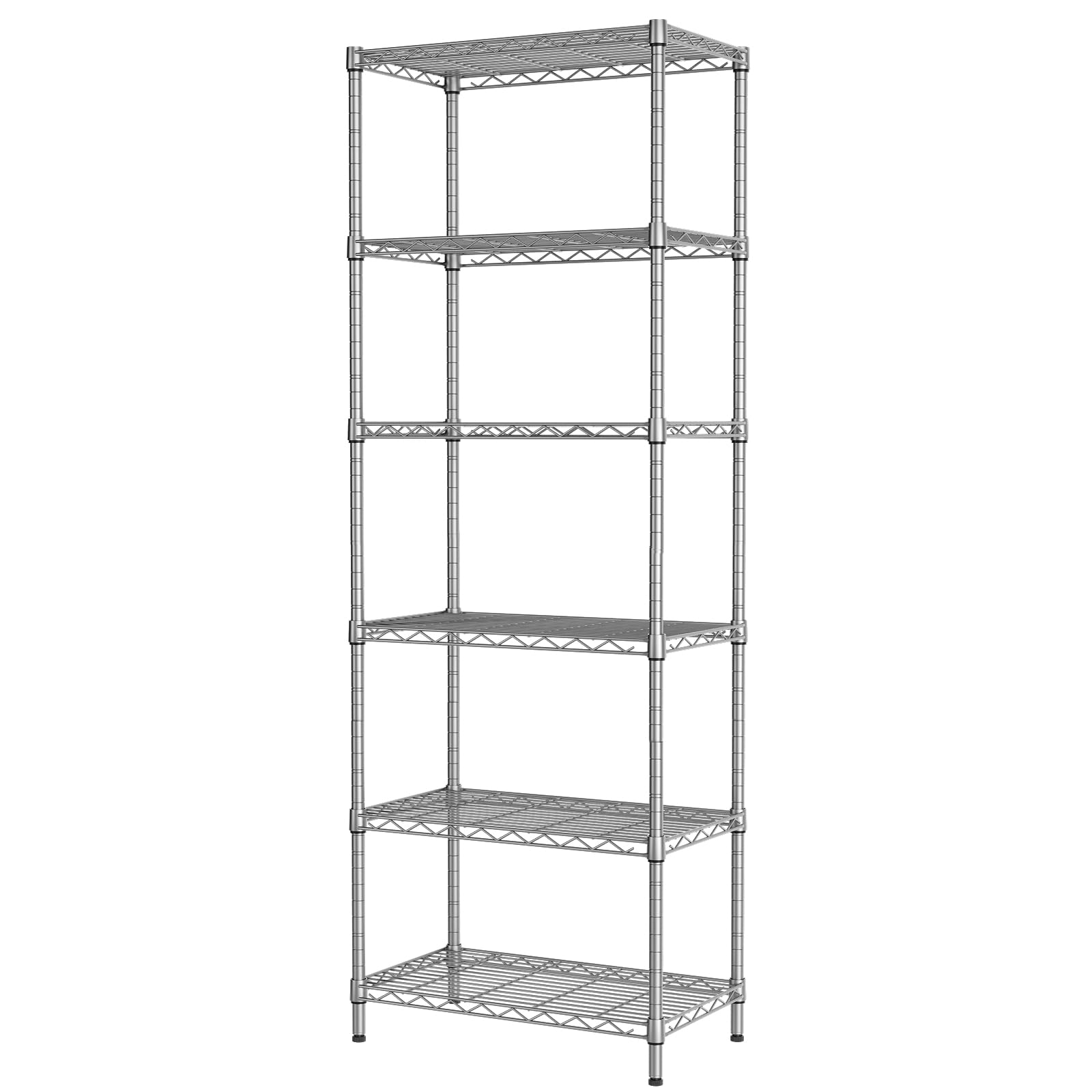 SINGAYE 6-Shelf Wire Shelving Unit, Adjustable Metal Shelves, Standing Shelf, 21.25 W X 11.41D X 69 H (Silver)