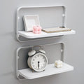 WELLAND White Floating Shelves Set of 2, Small Fold Down Wall Shelf Folding Display Wall Shelves for RV, Camper, Loft, Bedside |