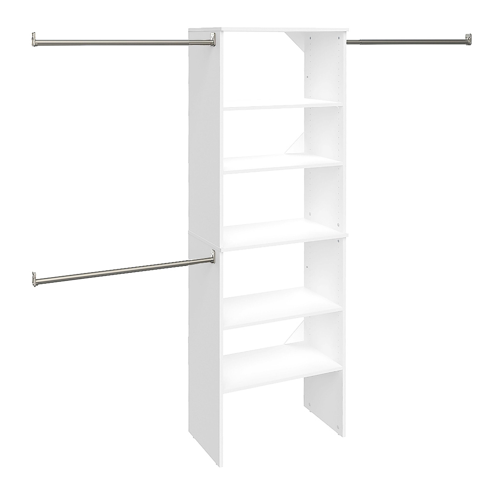ClosetMaid SuiteSymphony Wood Closet Organizer Starter Kit Tower and 3 Hang Rods, Shelves, Adjustable, Fits Spaces 5 - 10 ft. Wi