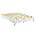 MUSEHOMEINC Solid Wood Platform Bed Frame Rustic Style,Mattress Foundation(no boxspring needed), White Washed Finish,Queen