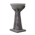 COSIEST Outdoor Side Table, Two Hands-Shaped Base w Round Top Accent Table, Lightweight Plant Stand, Concrete Finish