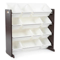 Humble Crew Kids Toy Storage Organizer with 12 Plastic Bins, Espresso/White - Removable Bins for Playroom, Bedroom, Toddler Furn