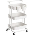 SONGMICS Rolling Cart, 3-Tier Storage Cart, Storage Trolley with Handle 2 Small Organizers, Steel Frame, Plastic Baskets, Utilit
