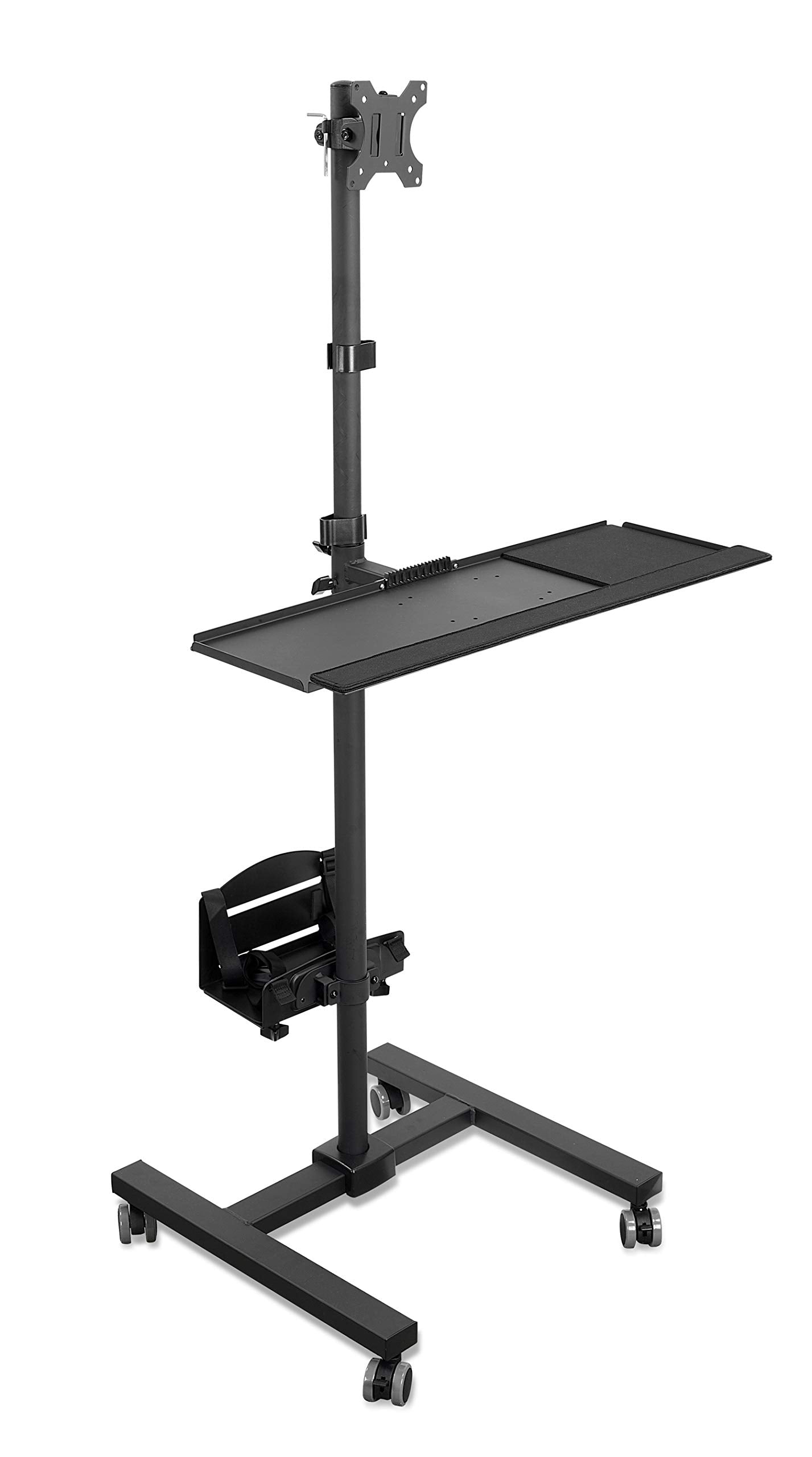 Mount-It! Computer Cart, Rolling Computer Desk, Mobile Desk Workstation with Monitor Mount for up to 32 Screen, Full Keyboard Tr