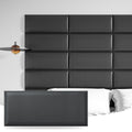 Art3d Peel and Stick Headboard for Queen and King in Black, Pack of 9 Panels Sized 9.84 x 23.62, 3D Soundproof Wall Panels, Upho