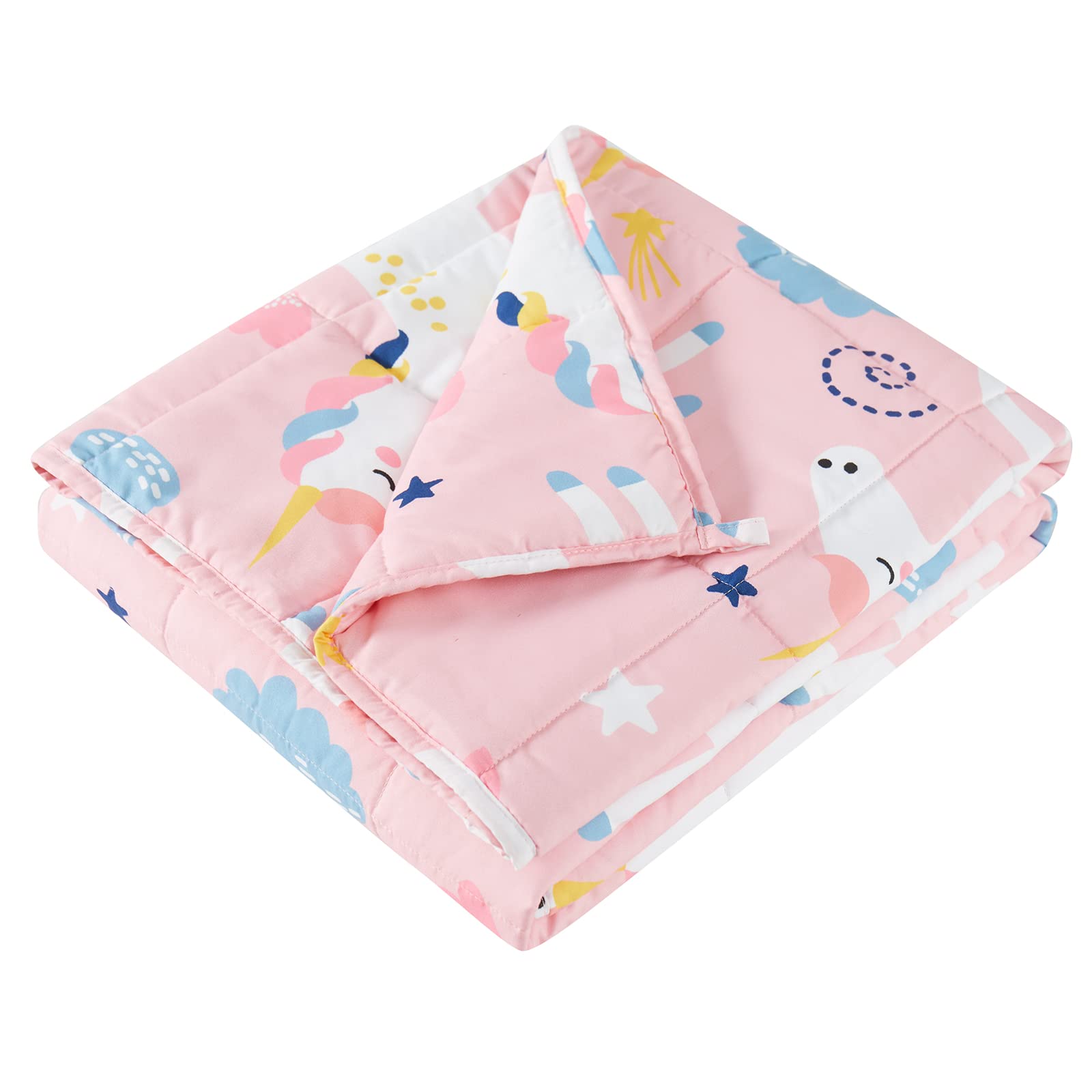 HOSUKKO Weighted Blanket - Weighted Blanket 10 lbs Pink Unicorn Heavy Blanket - Small Size Bresthable Blanket(41 * 60 inches, 10
