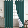 Diraysid 100% Blackout Curtains Sea Teal Linen Curtains for Bedroom Grommet Thermal Insulated Room Darkening Drapes (2 Panels, W