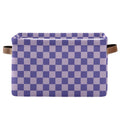 Emelivor Purple Checkerboard Storage Basket Bins Foldable Decorative Storage Box Laundry Hamper Baskte Storage for Pet Books Clo