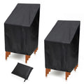 Outdoor Chair Covers, 2 Pack Waterproof Stackable Dust Rain Snow-Proof High Back Patio Covers - Fits 4-6 Stackable Dining Chairs