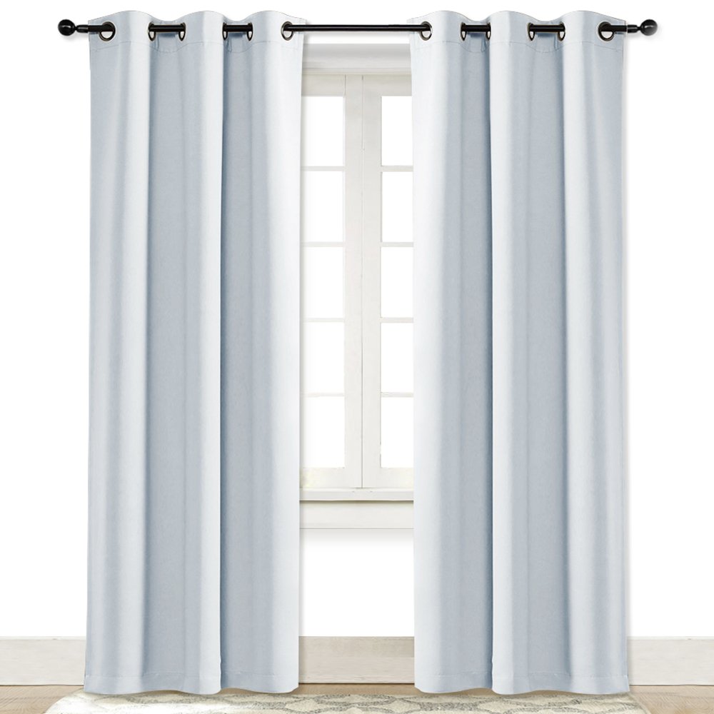 NICETOWN Cloud Grey Window Curtain and Drape Easy Care Solid Thermal Insulated Grommet Room Darkening Drapery for Kids Room (1 