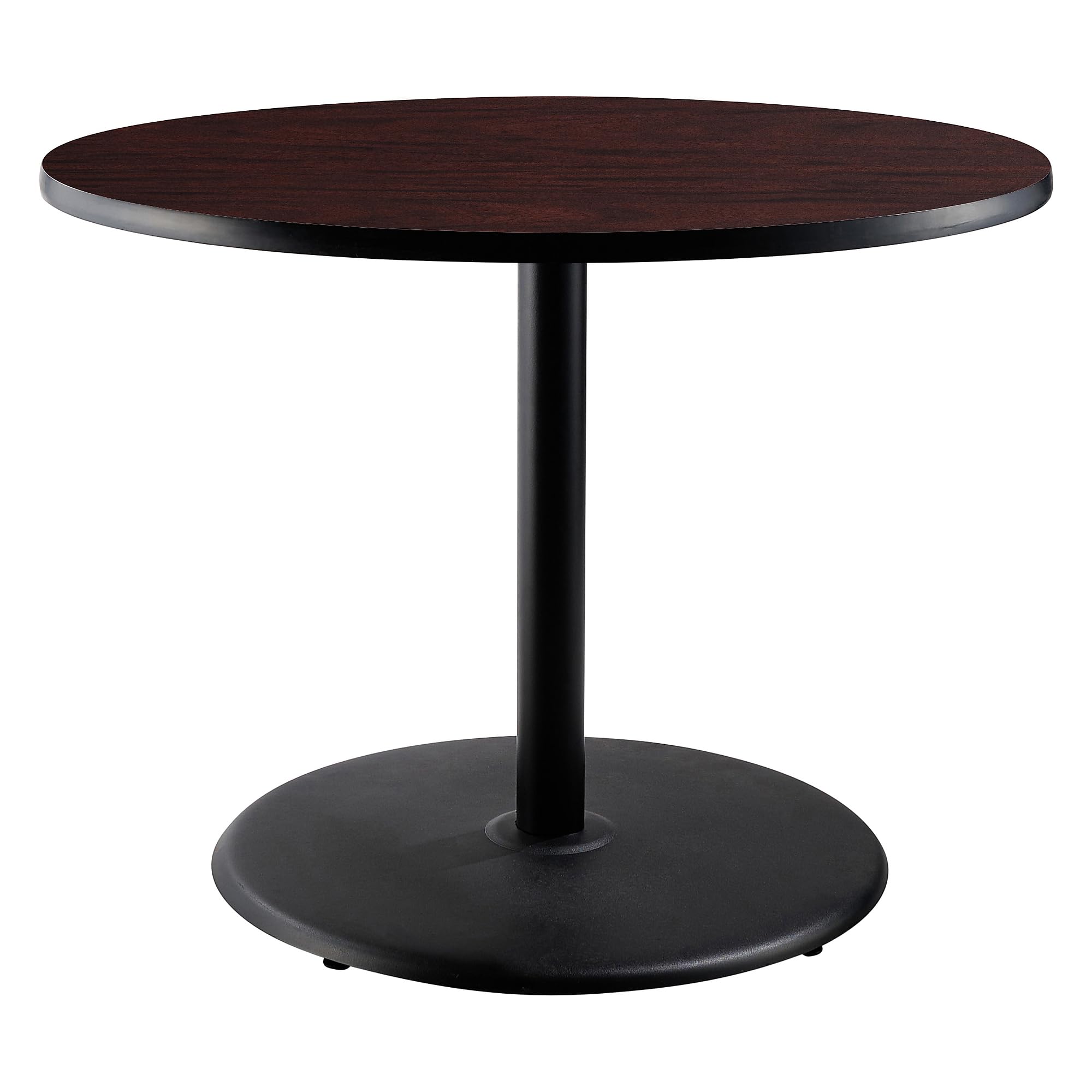 National Public Seating NPS 36 Round Cafe Table with Round Base, 30 Height, Particleboard Core/T-Mold, Mahogany Top, Black Frame