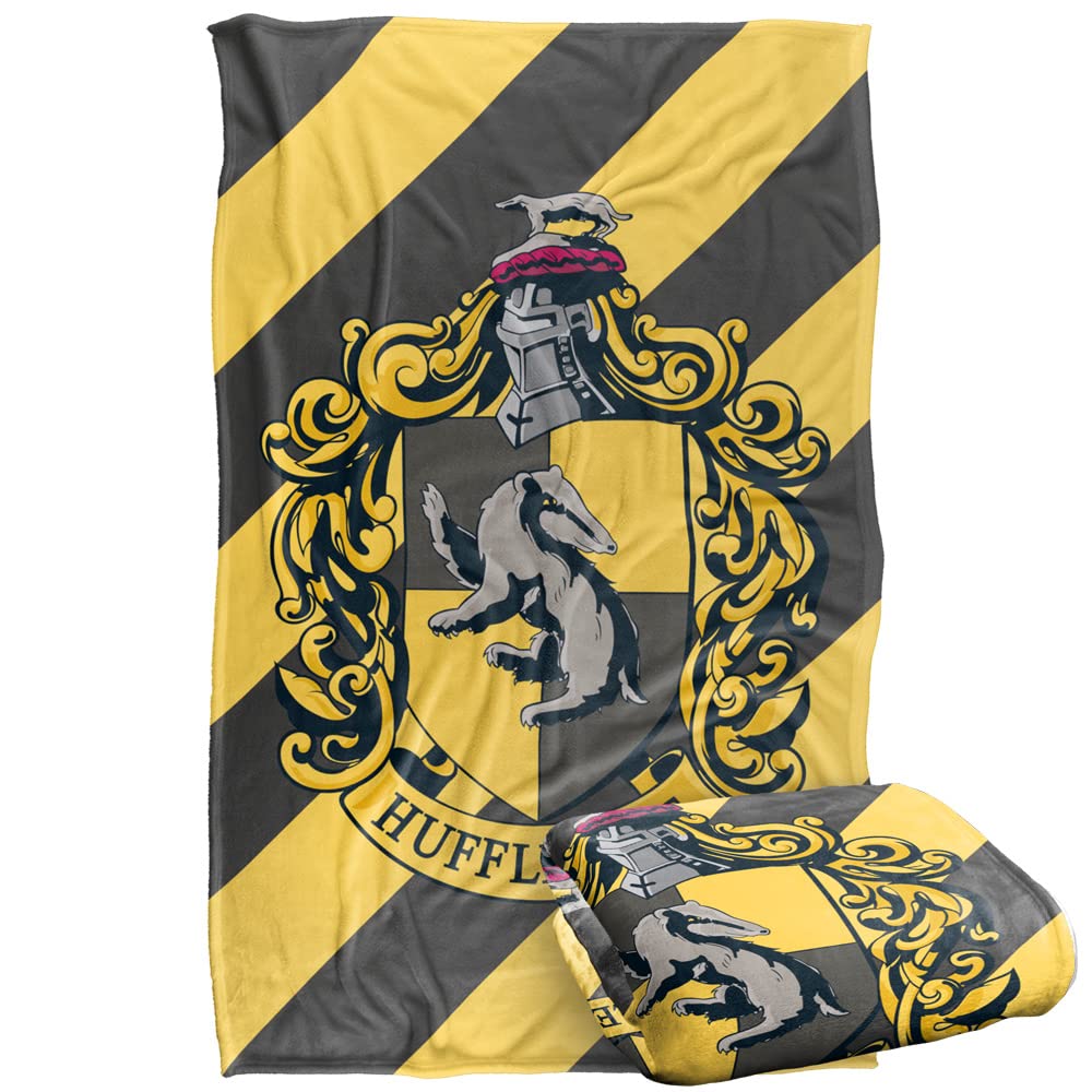 Harry Potter Stripe Hufflepuff Crest Silky Touch Super Soft Throw Blanket 36 x 58