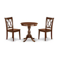 East West Furniture ESCL3-MAH-W 3 Piece Dinette Set for Small Spaces Contains a Round Dining Table with Pedestal and 2 Dining Ch