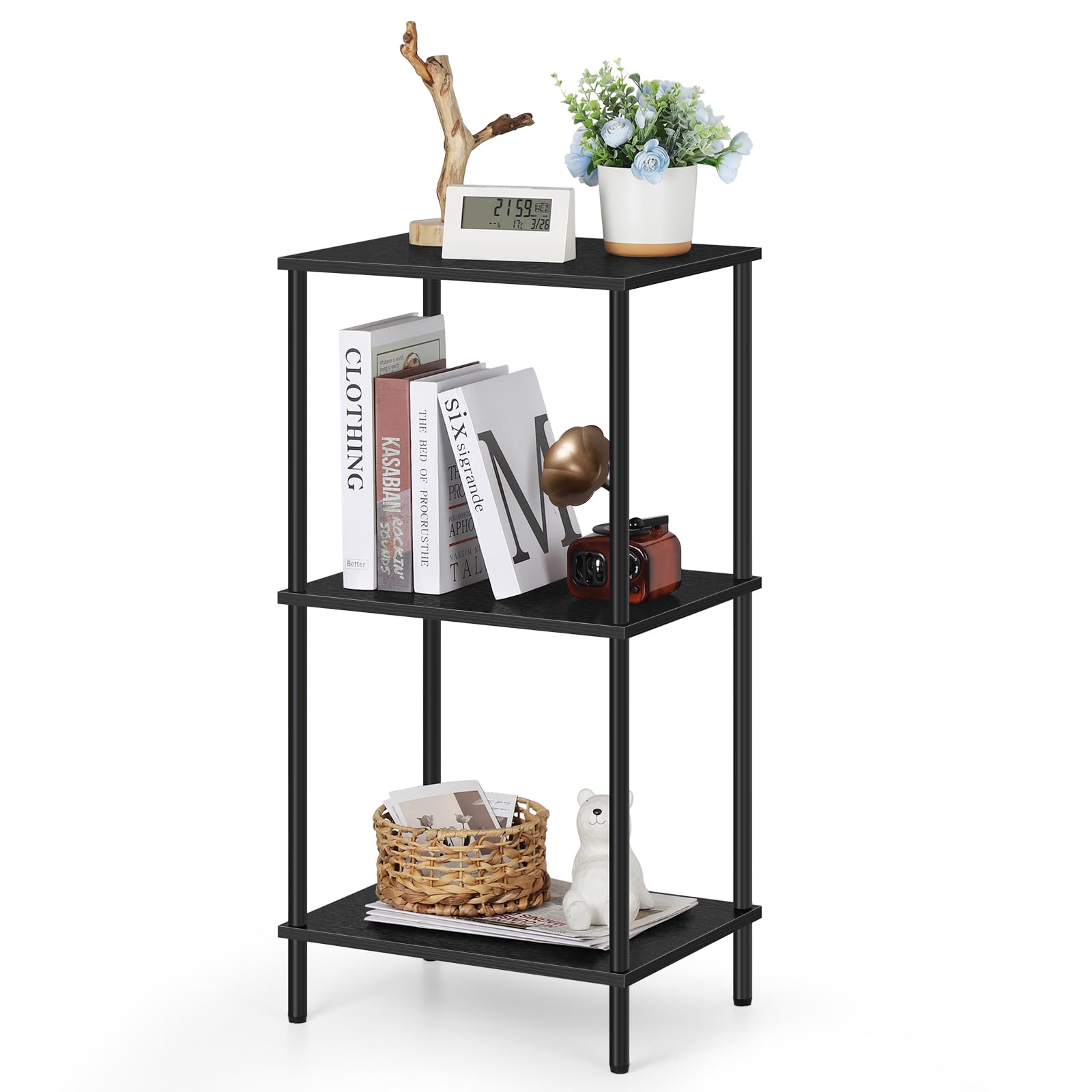 ETELI 3 Tier Tall End Table 31.6 Height Telephone Table Tall Side Table with Storage Small Sofa Entryway Table Night Stand with 
