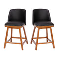 Flash Furniture Julia Set of 2 Transitional Counter Stools - Black LeatherSoft Upholstery - Silver Nailhead Trim - 24 Inch - Wal