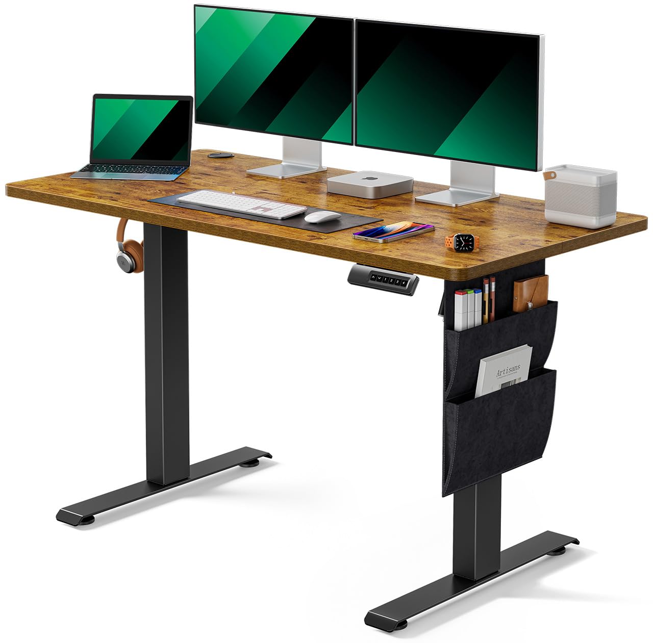 Marsail Standing Desk Adjustable Height, 48x24 Inch Electric Standing Desk with Storage Bag, Stand up Desk for Home Office Compu