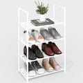 Yegazte Upgrade Stackable Small Shoe Rack, 4-Tier Shoe Shelf Storage Organizer with Handle for Entryway, Hallway and Closet(Whit