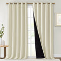 NICETOWN Living Room Completely Shaded Draperies, Privacy Protection & Noise Reducing Ring Top Drapes, Black Lined Insulated Win