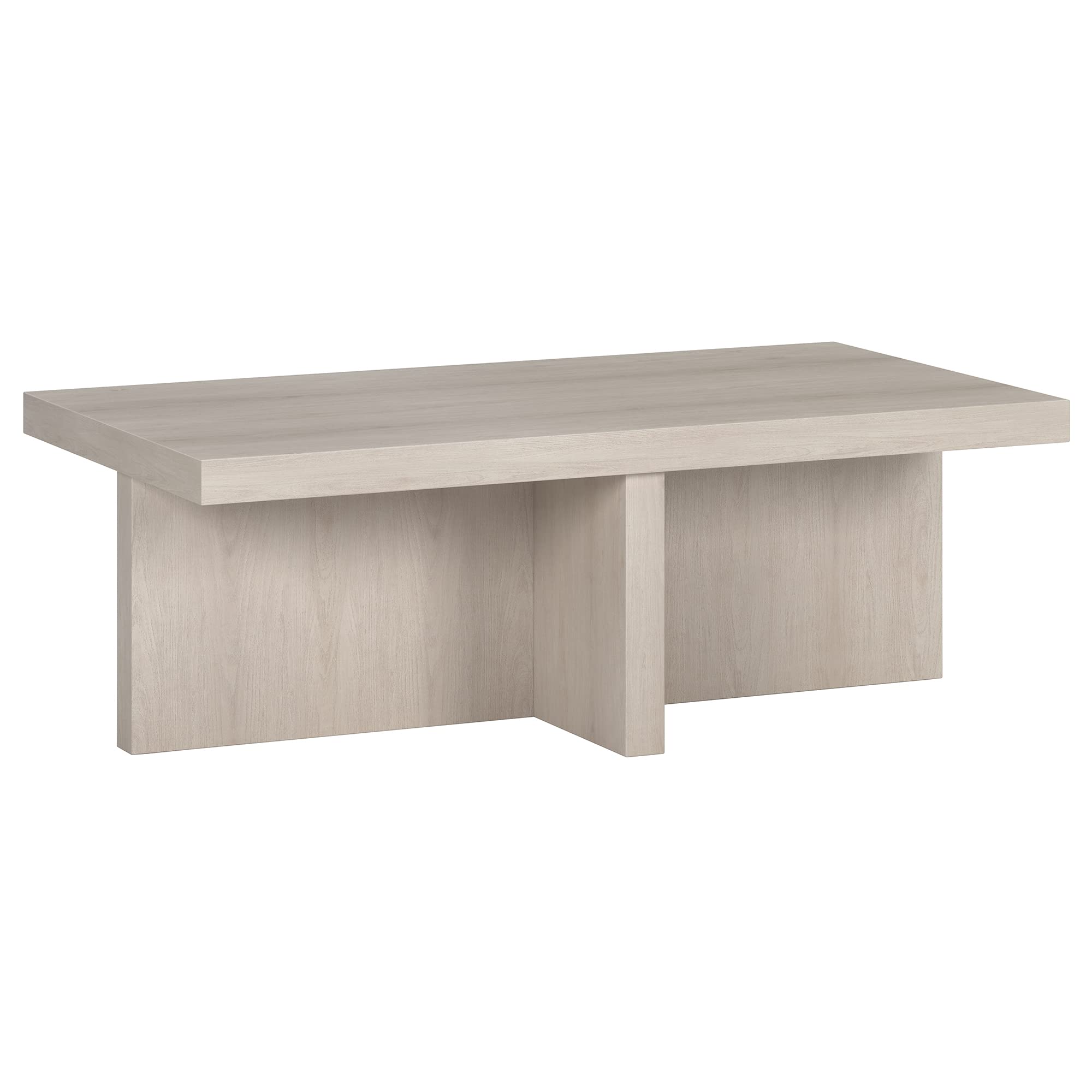 Henn&Hart 44 Wide Rectangular Coffee Table in Alder White, for Home, Living Room, Bedroom, Entertainment Room, Office
