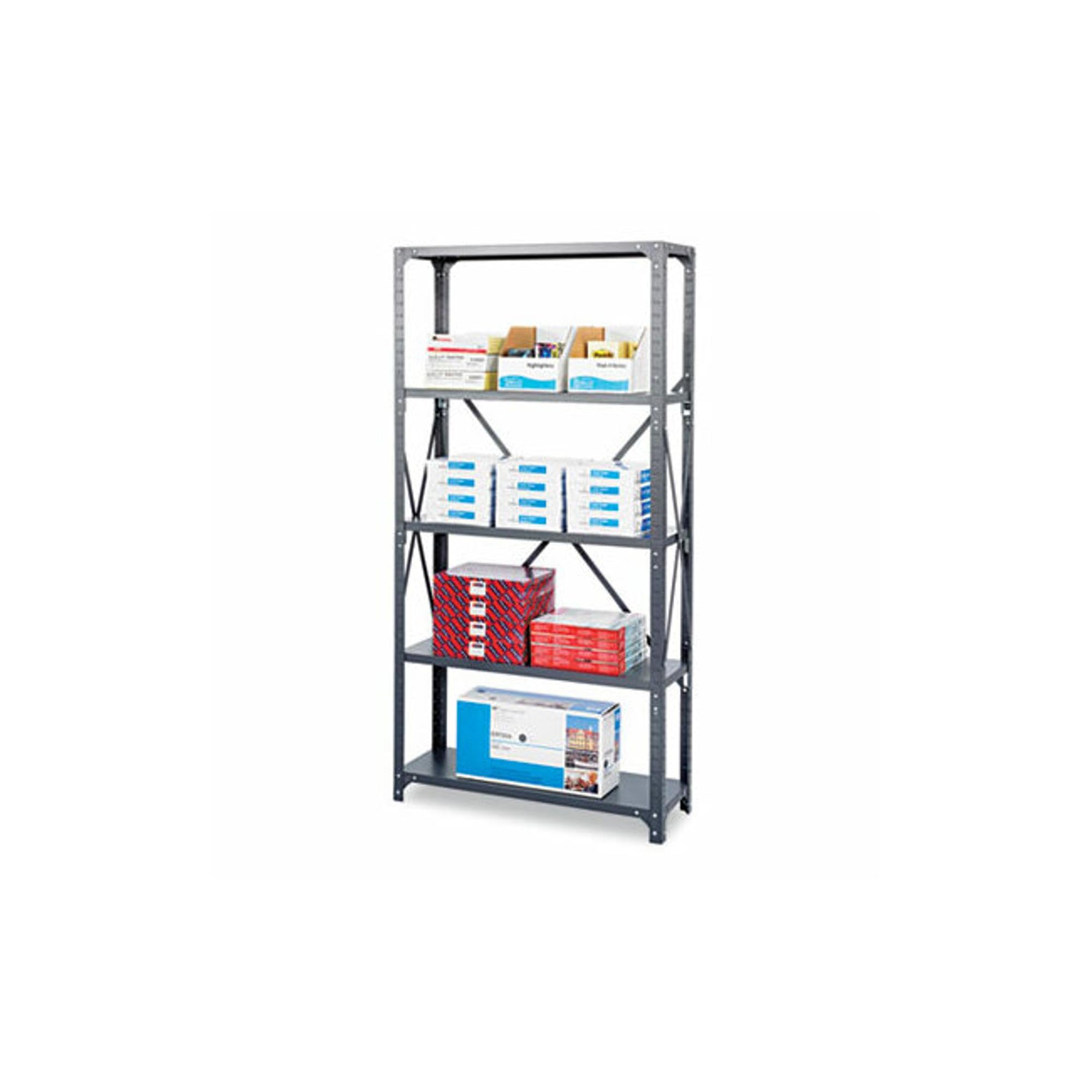 Safco 6269 Commercial Steel Shelving Unit Six-Shelf 36w x 18d x 75h Dark Gray