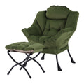 Welnow Lazy Chair with Ottoman, Modern Reading Lounge Accent Chair with Armrests and a Side Pocket, Leisure Upholstered Lazy Sof