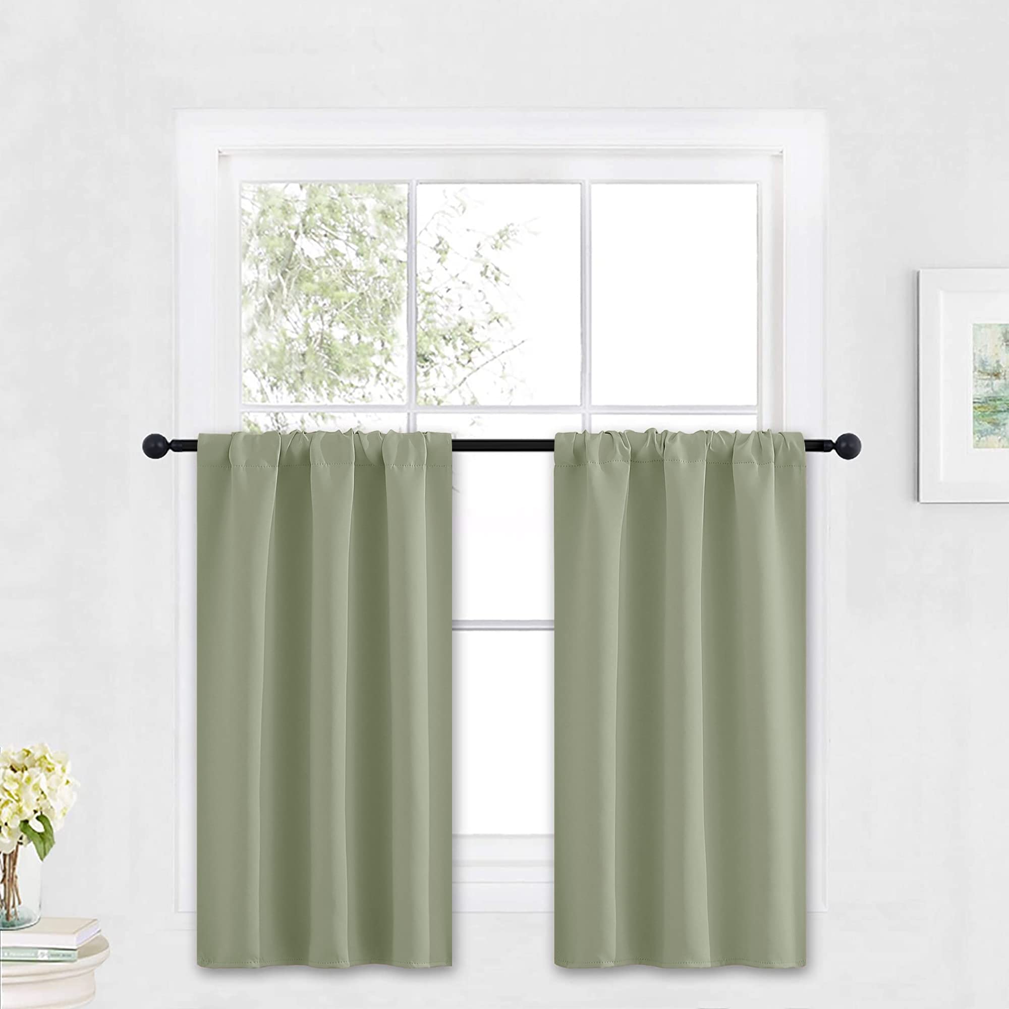 RYB HOME Small Curtains Blackout - Privacy Insulating Farmhouse Mini Curtains for Kids Bedroom RV Camper Windows Trailer Bathroo