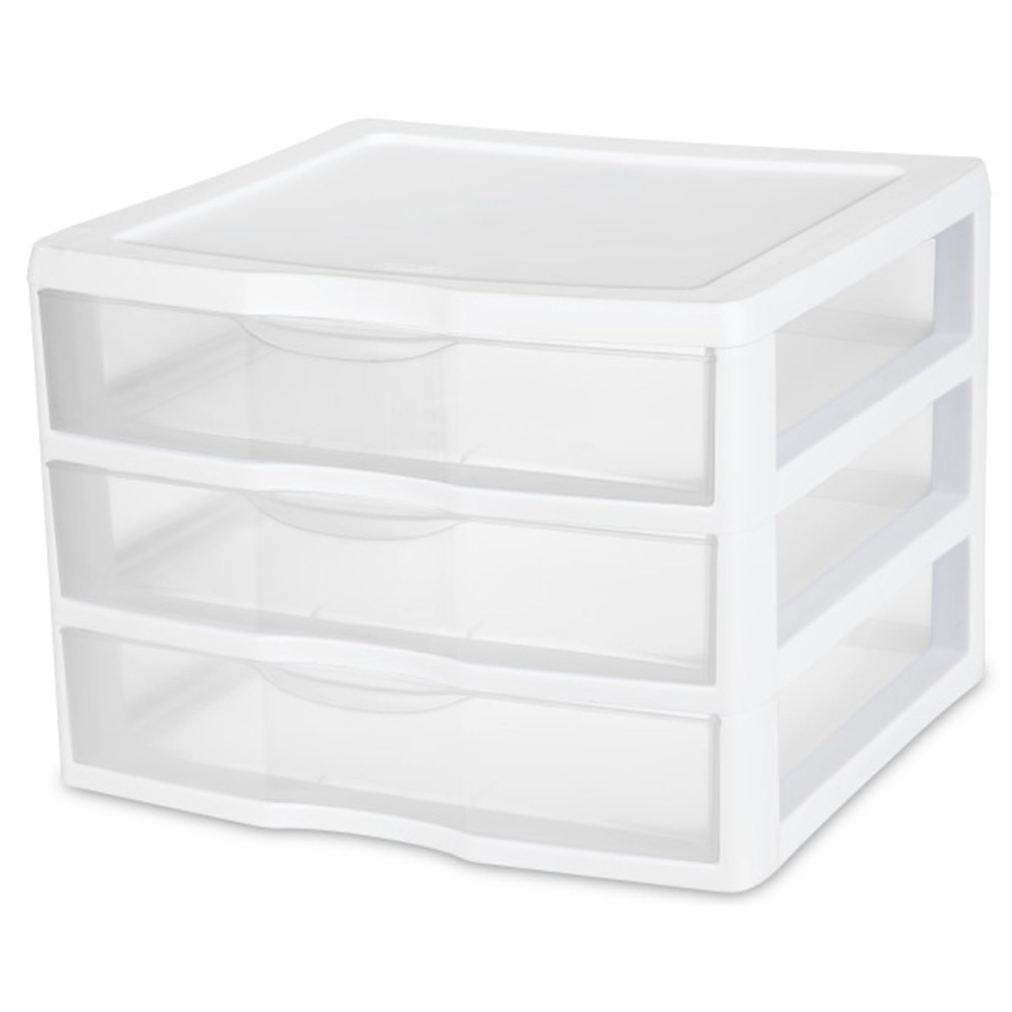Sterilite 3-Pack 3 Drawer Plastic Storage, Stackable Dresser Organizer Drawers, White