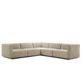 Modway Conjure 5Pcs L-Shaped Channel Tufted Fabric Sectional in Beige/Black