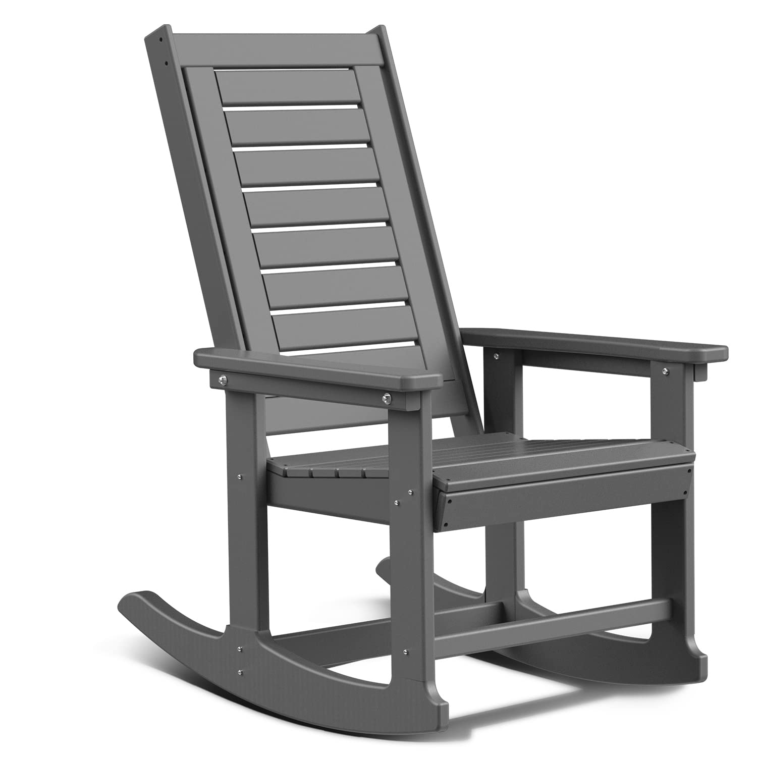 BRIOPAWS Patio Rocking Chair, All-Weather Oversized Outdoor Rocker, HDPE Plastic Rocking Chairs with High Back for Front Porch O