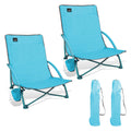 NORTHROAD 2 Pack Low Folding Beach Chair,Portable Lightweight Lowback Sling Chair, Outdoor Low Seat Camping Chair w/Cup Holder &