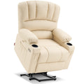 MCombo Power Lift Recliner Chair Sofa with Massage and Heat for Elderly People, Cup Holders, USB Ports, Side Pockets, Faux Leath