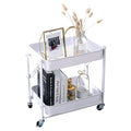 Melody House 2-Tier Metal Folding Rolling Cart, Mobile Utility Cart Trolley Storage Organizer for Office Home Kitchen Organizati
