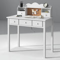 FUNKOCO Home Office Furniture Writing Desk,Computer Work Station with Detachable Hutch,5 Drawers(White)