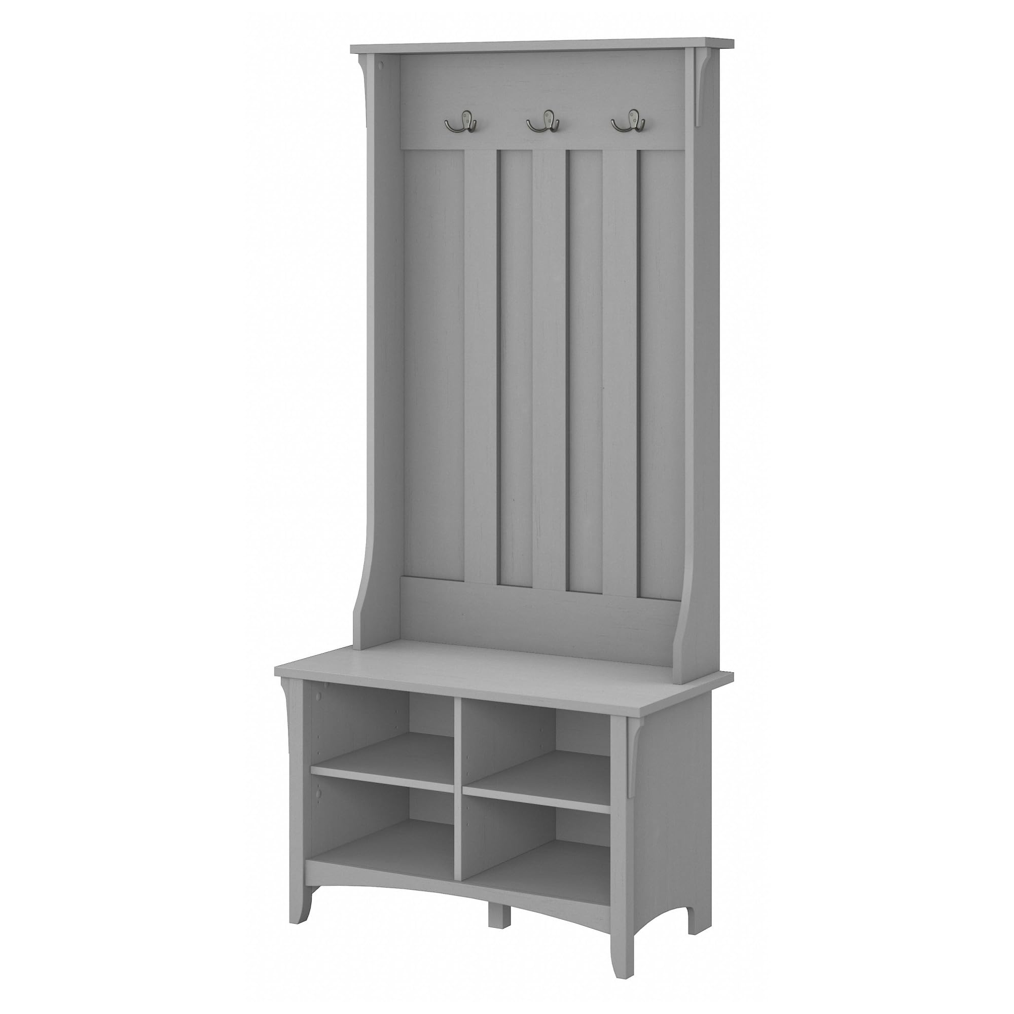 Bush Furniture Salinas Hall Tree with Shoe Storage Bench in Cape Cod Gray