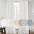 PrinceDeco Linen Curtains 108 Inches Long for Living Room Extra Long Rod Pocket Light Filtering Window Drapes for Bedroom Curtai