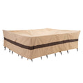 WJ-X3 Rectangular Beige & Coffee Patio Table Cover, 102W x 78D x 31H Inches - Heavy Duty, Waterproof, Wind-Resistant, Anti-Fade 