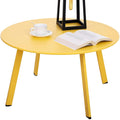 Meluvici Outdoor Side Table, Outdoor/Indoor Metal Steel Patio Coffee Table, Round Weather Resistant Anti-Rust (Yellow)