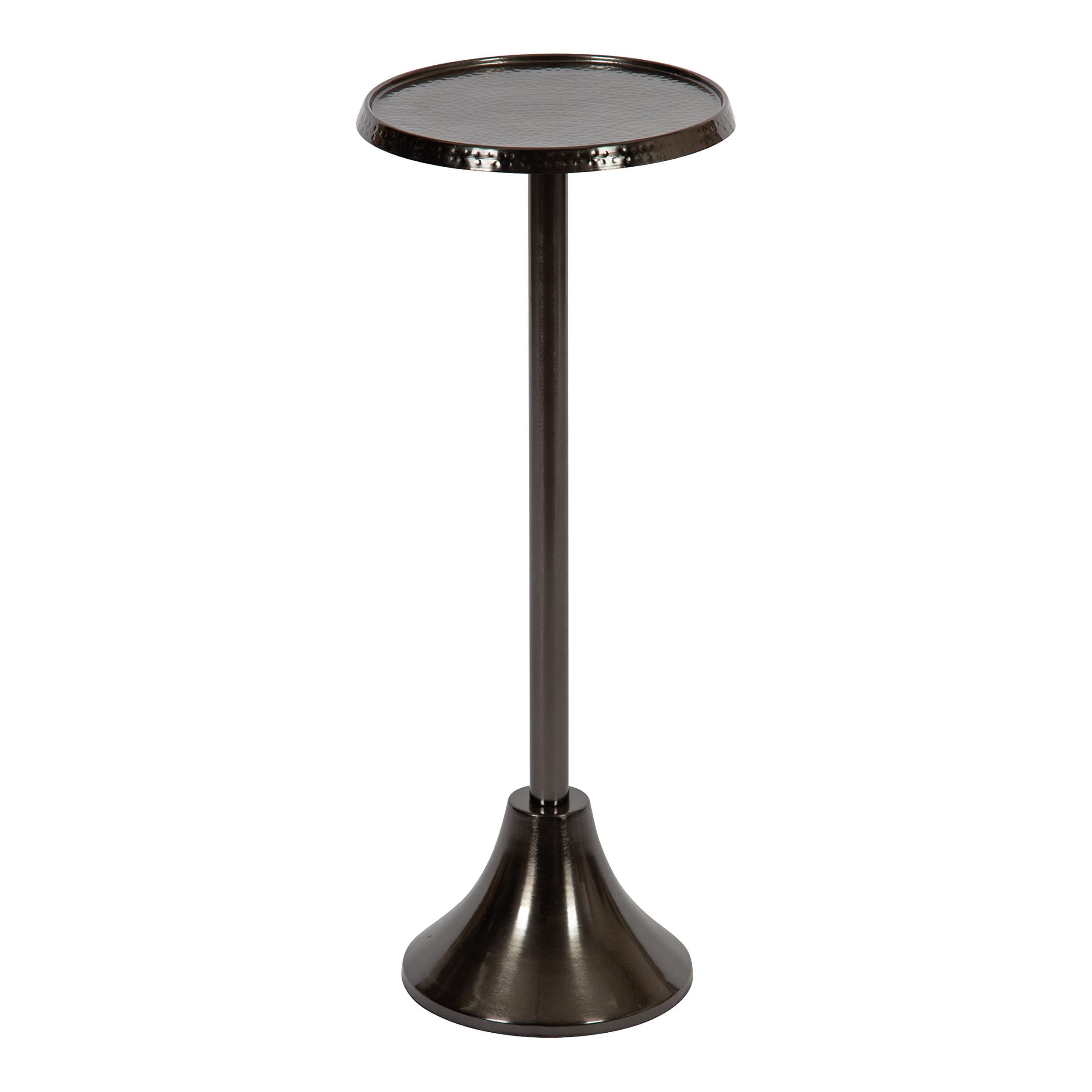 Kate and Laurel Sanzo Decorative Modern Pedestal Side Table for Use as Indoor Plant Stand or Bedroom Nightstand, 9x9x23, Pewter