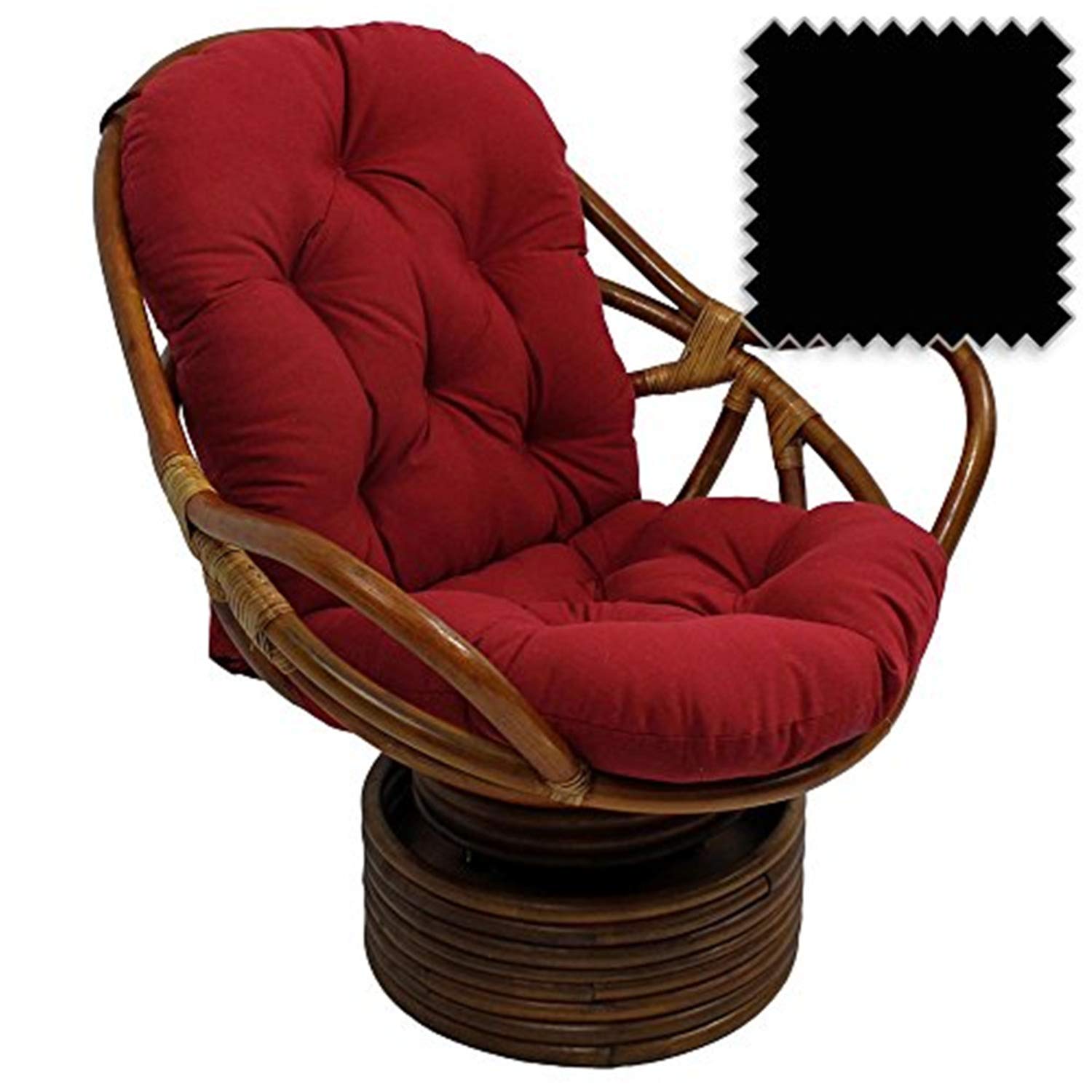 International Caravan Furniture Piece Swivel Rocker with Twill Cushion, Black