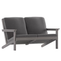 Flash Furniture Charlestown Adirondack Style Deep Seat Patio Loveseat with Cushions - Gray Poly Resin Frame - Gray All-Weather C