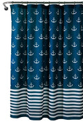 Lush Decor Shower Curtain, Beach-Themed Bathroom Accessories (Navy Blue, Anchor Print) 72 x 72