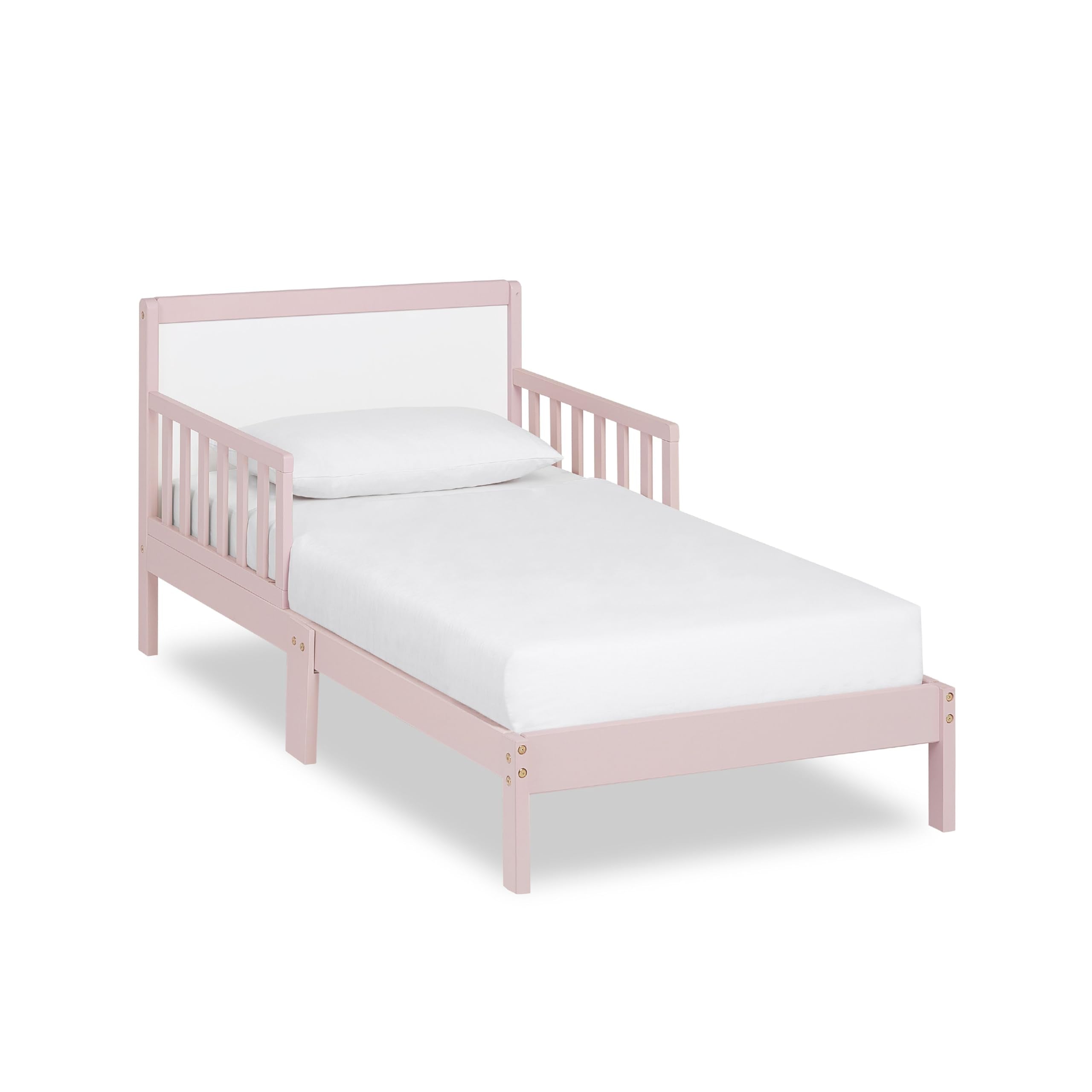 Dream On Me 648-WHT Brookside Toddler Bed, 53L x 29W x 28H, Blush Pink/White