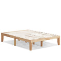 KOMFOTT 14 Inches Wood Platform Bed Frame Full Size, Solid Wood Mattress Foundation with Rubber Wood Frame, Strong Poplar Wood S