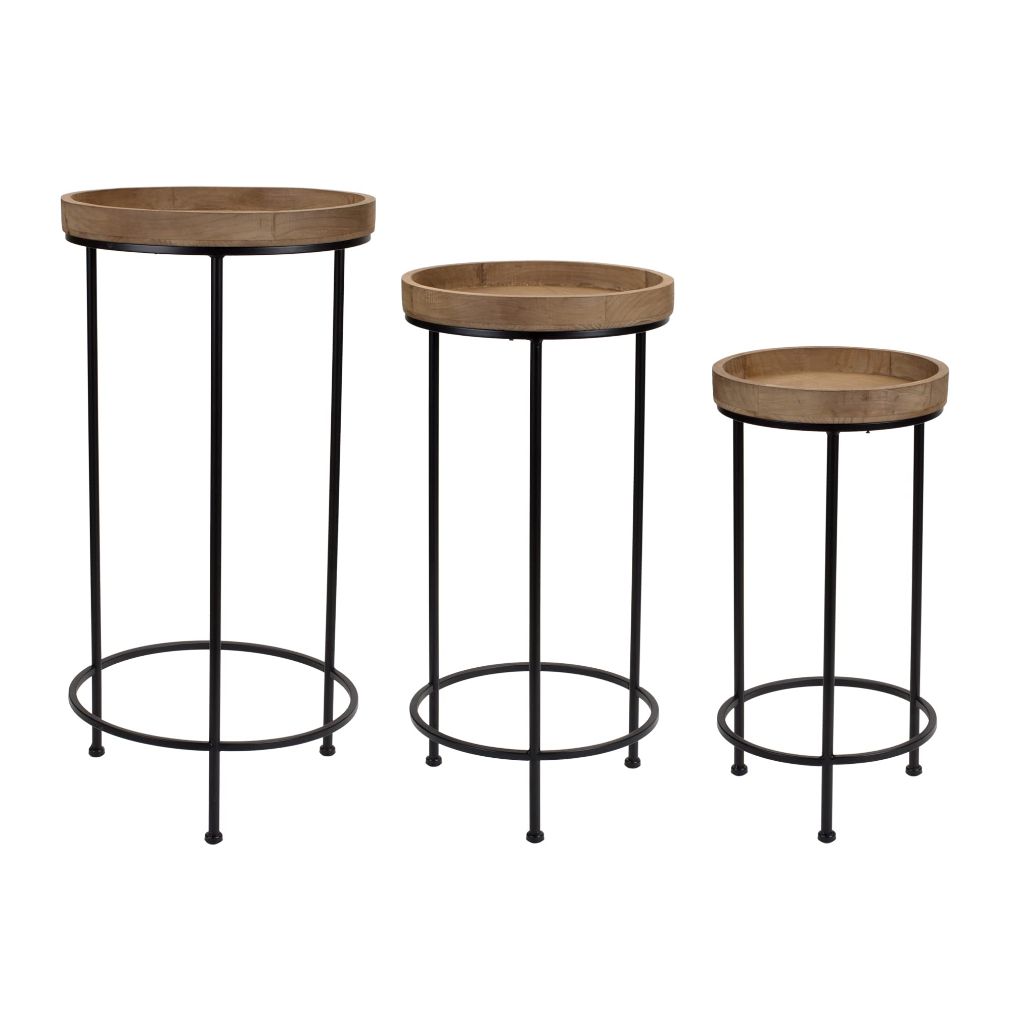 Melrose Set of 3 Iron and Wood Accent Table with Brown Finish 85757DS